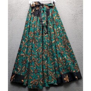 Laddi Maxi Skirt Womens One Size Multicolor Floral Formal Pleated Tie Waistband